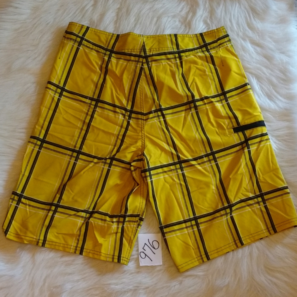 OP Yellow & Navy Plaid Swim Shorts - Picture 4 of 6